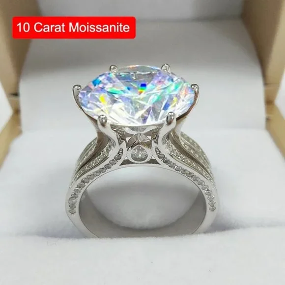 Certified 10ct. t.w. Moissanite Diamond Solitaire Luxury Engagement Ring NEW - Picture 9 of 16